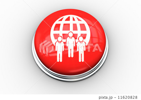 Composite image of business team and sphere graphic on button Composite image of business team and sphere graphic on button 11620828