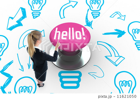 Hello! against pink push button 11621050