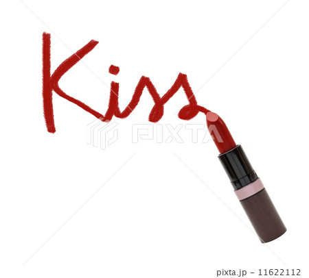 close up of lipstick with word kiss on white background 11622112