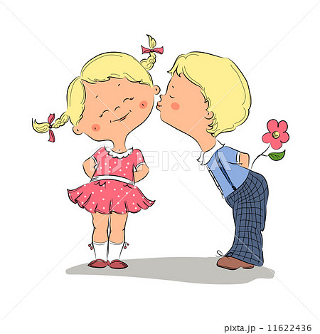 Illustration Of Kissing Boy And Girlのイラスト素材 11622436 Pixta