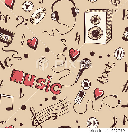 Semless background with sketch music elements 11622730