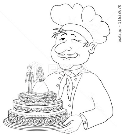 Cook with holiday wedding cake, contour Cook with holiday wedding cake, contour 11623670