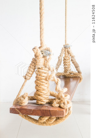 Vintage hanging swing seat on white background 11624508