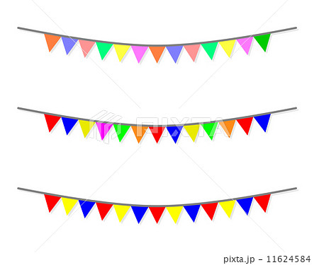 カラフル三角旗のイラスト素材