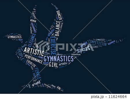 artistic gymnastics pictogram with blue wordings artistic gymnastics pictogram with blue wordings 11624664