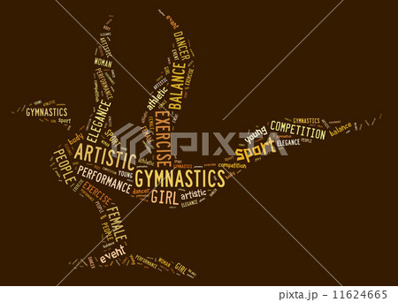 artistic gymnastics pictogram with brown wordings 11624665