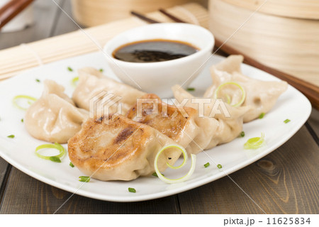 Yaki-Gyoza - Japanese pan-fried dumplings with dipping sauce Yaki-Gyoza - Japanese pan-fried dumplings with dipping sauce 11625834
