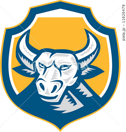 Angry Bull Head Crest Retro Woodcut Angry Bull Head Crest Retro Woodcut 11626479