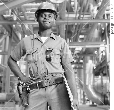 African American male welder with clipboard African American male welder with clipboard 11628493
