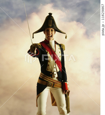 Female soldier brandishing a sword Female soldier brandishing a sword 11629867