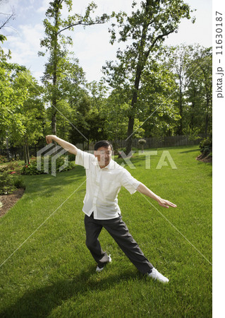 Senior Asian man practicing tai chi 11630187