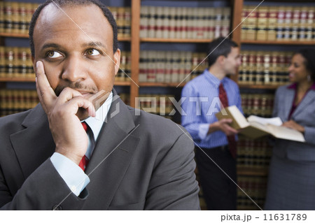 African American businessman in library 11631789