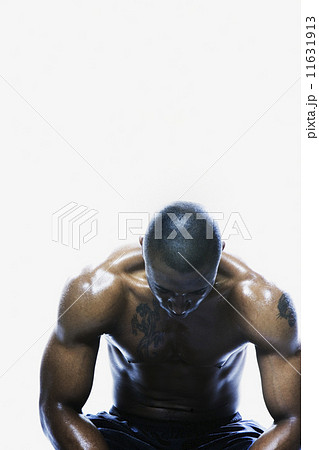 Sweaty African man sitting Sweaty African man sitting 11631913