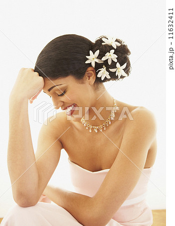 Native American bride looking down Native American bride looking down 11632411