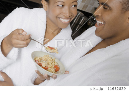 African couple eating breakfast 11632829