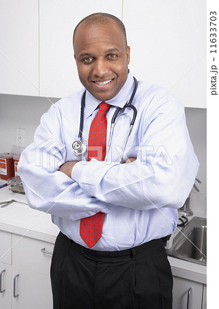 African American male medical professional wearing stethoscope 11633703