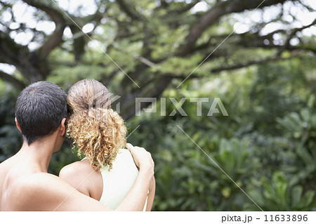 Rear view of multi-ethnic hugging 11633896