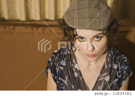 High angle view of woman wearing hat 11634161