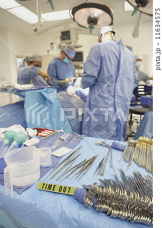 Tray with surgical equipment in operating room 11634575