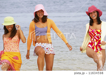 Three young women at beach 11634598
