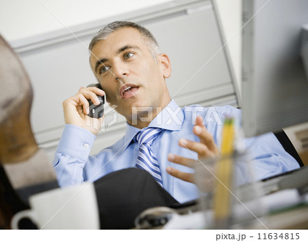 Middle Eastern businessman talking on telephone 11634815