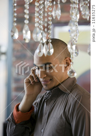 African American man talking on cell phone 11635275