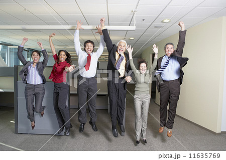 Group of coworkers jumping  11635769