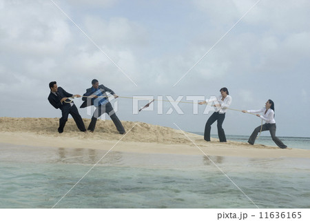 Multi-ethnic businesspeople having tug of war 11636165