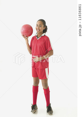 Portrait of girl with soccer ball 11636861