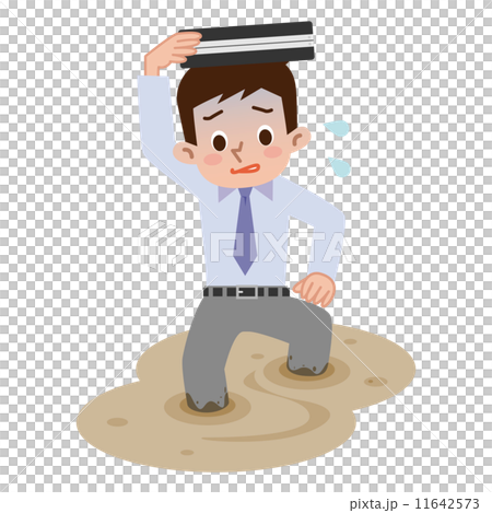 洪水で帰宅困難な男性 11642573