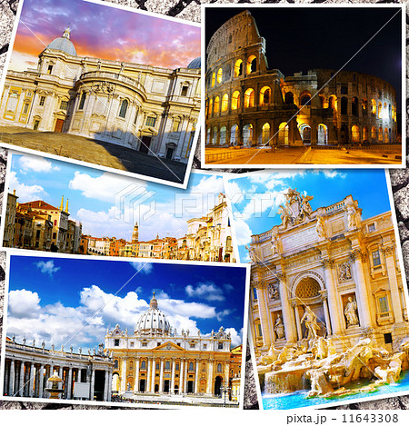 Collage of beautiful Italy. Rome,  Florence, Pisa, Venice 11643308