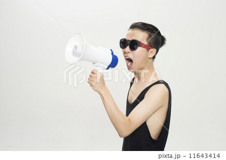 Funky man with loud speaker Funky man with loud speaker 11643414