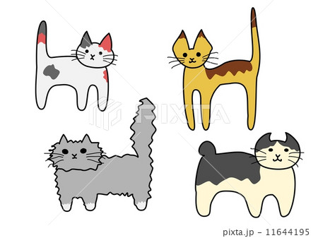 立っている猫たちのイラスト素材