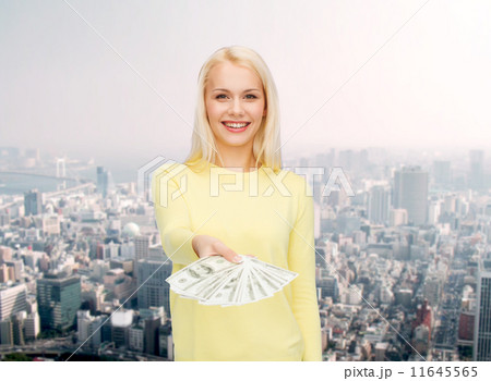 smiling girl with dollar cash money smiling girl with dollar cash money 11645565