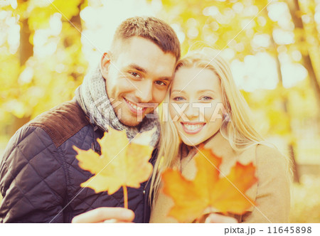 romantic couple in the autumn park 11645898
