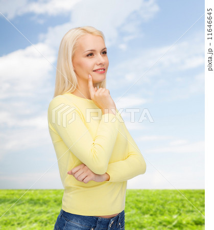 happy smiling woman dreaming happy smiling woman dreaming 11646645