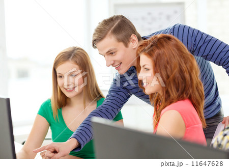 group of smiling students having discussion 11647628