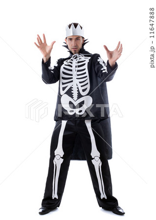 Handsome man posing in skeleton costume 11647888