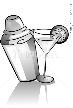 Cocktail Shaker And Cocktail Glass Iconsのイラスト素材