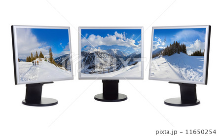 Mountains ski resort Kaprun Austria panorama in computer screens Mountains ski resort Kaprun Austria panorama in computer screens 11650254