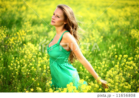 woman on oilseed field 11656808