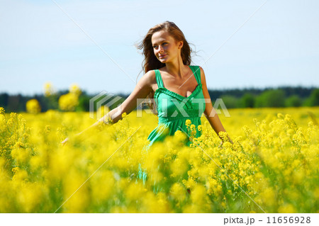 woman on oilseed field 11656928