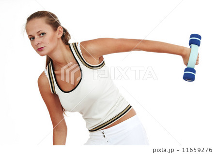 dumbbells in woman hands 11659276