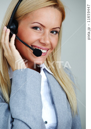 woman call with headset woman call with headset 11659447