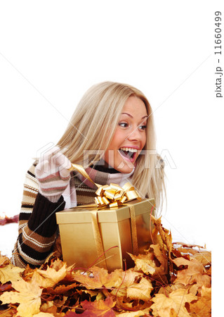 woman take autumn gift woman take autumn gift 11660499