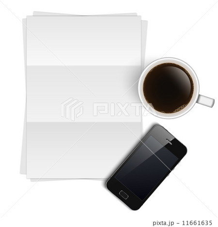a blank stack of a4 paper,smart phone,vector 11661635