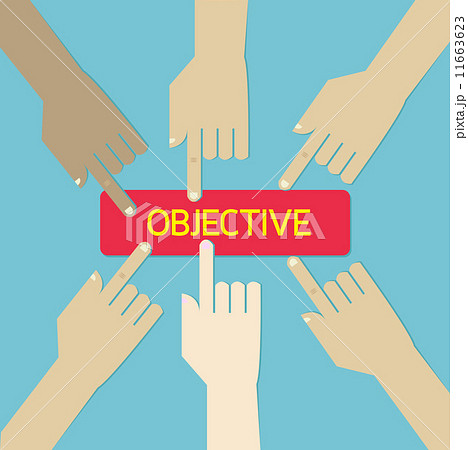 Team hand press business objective botton. vector, eps10 11663623