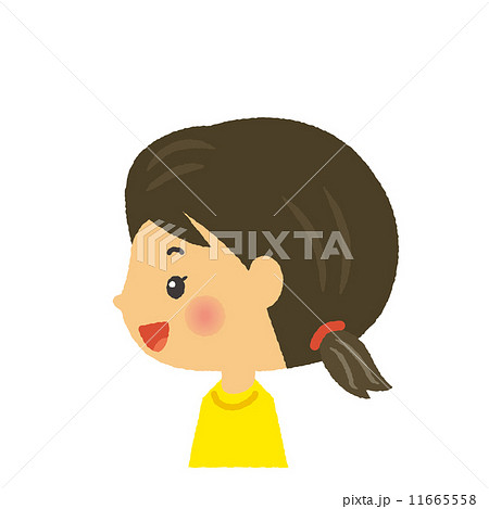 女の子 子供 横 横顔のイラスト素材