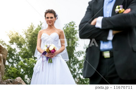 Bride with man in blur background Bride with man in blur background 11670711