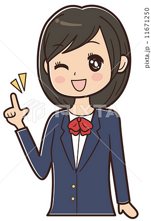 人差し指を立てる学生のイラスト素材